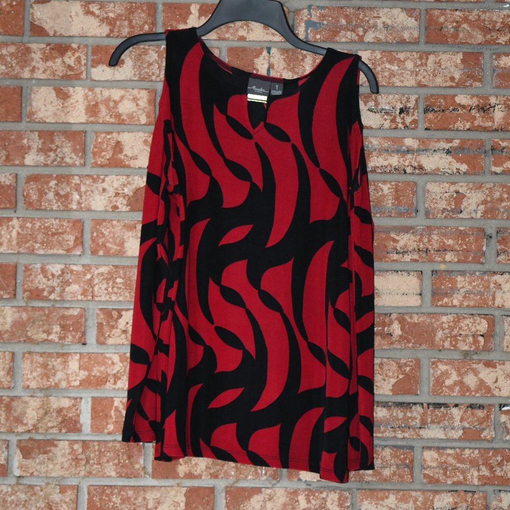 Travelers by Chico's Multicolored Cold Shoulder Top